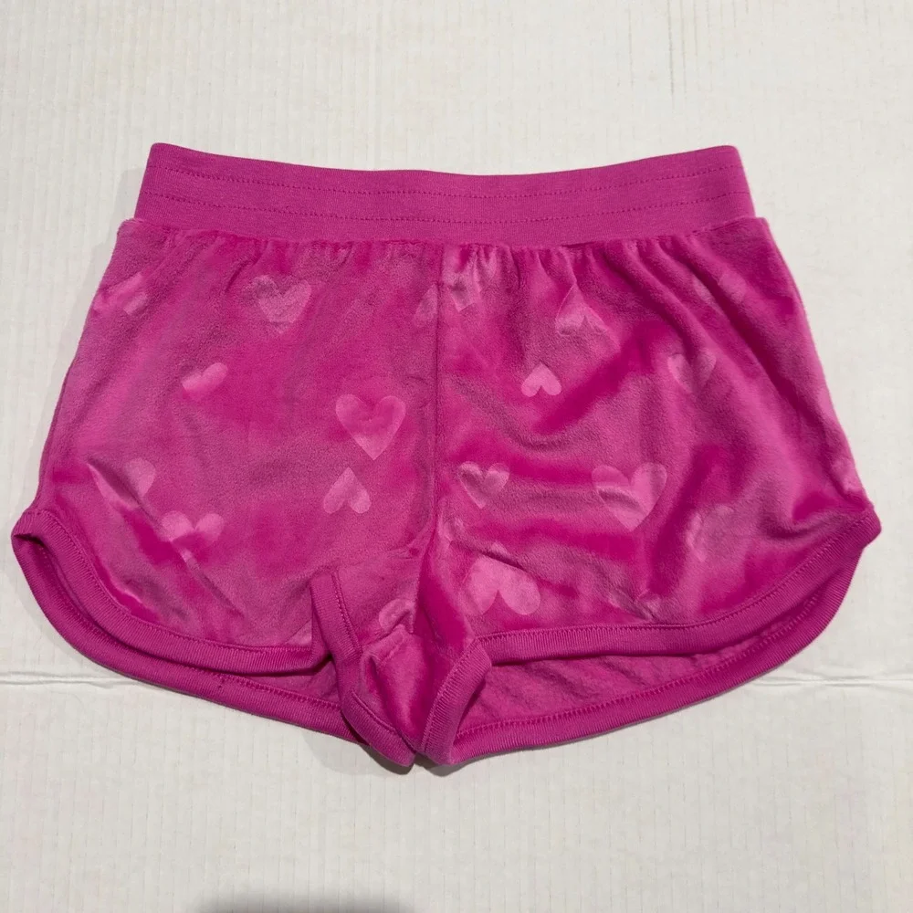 Member's Mark Girls Pink Heart Fleece Cozy Pajama Set 2pc Shorts Top Size M 7/8